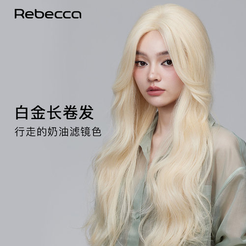 假发女韩式米白色奶油长卷发