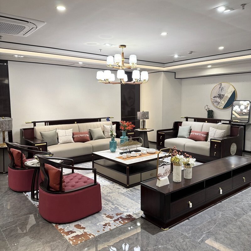 新中式实木沙发组合乌金木现代轻奢高端别墅大户型客厅家具中国风