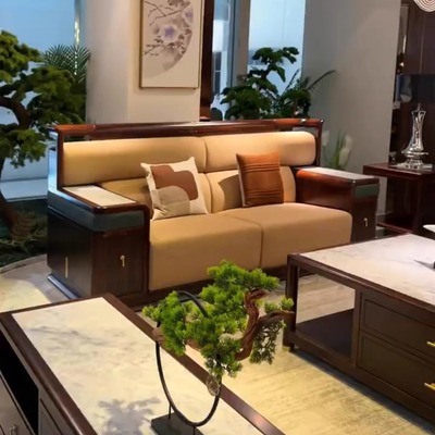 新中式乌金木实木沙发轻奢