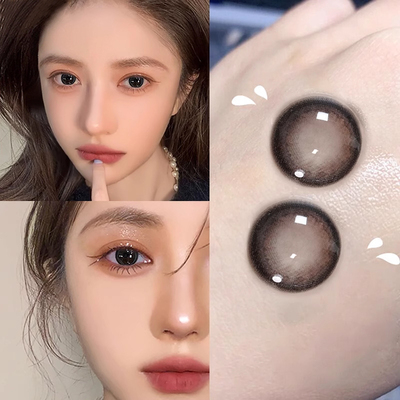 买一副送一副美瞳半年抛大直径14.5高光黑官网正装隐形眼镜TN