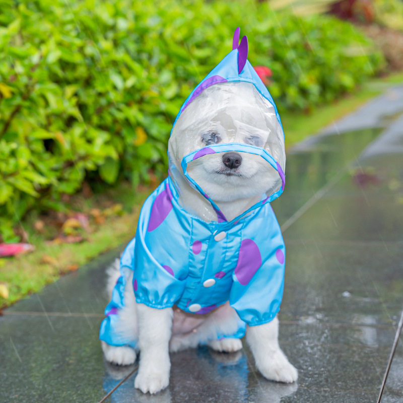 原创宠物四脚雨衣 蓝色中型犬狗狗防水雨披 猫咪防风全包宠物衣服