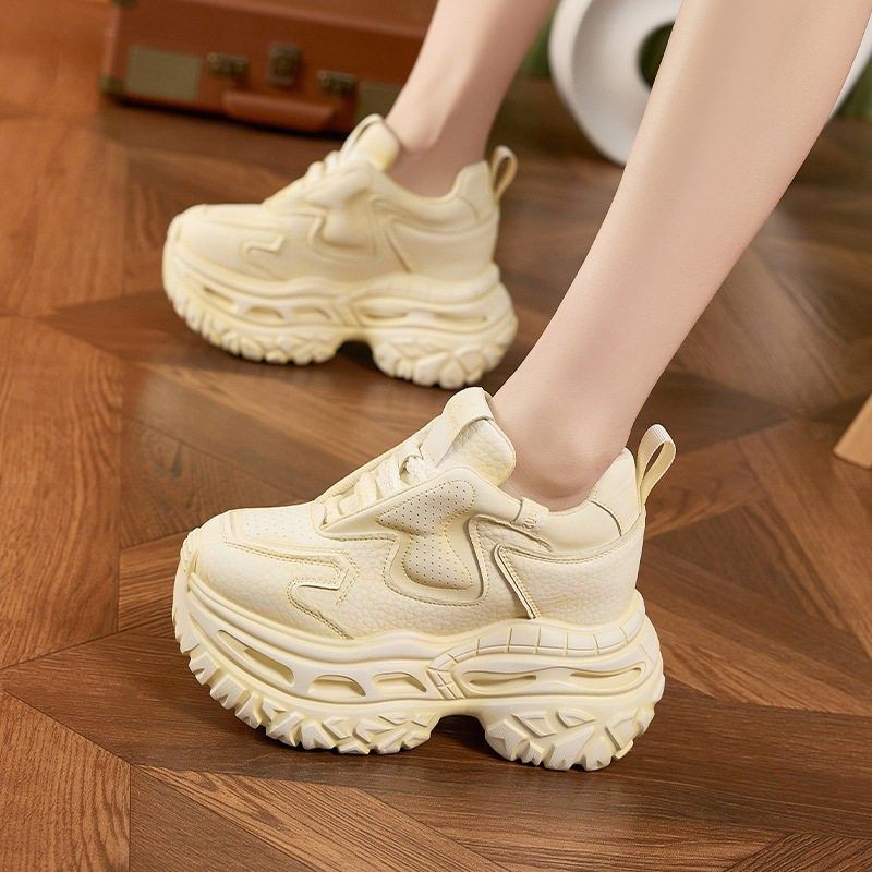 内增高老爹鞋女2026春季新款松糕厚底单鞋粉红黄色高跟休闲运动鞋,女鞋,老爹鞋,淘宝优惠券,粉丝福利购,淘宝优惠卷