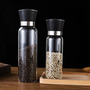 家用高硼硅研磨器陶瓷芯玻璃黑胡椒调料瓶手动海盐碾磨器瓶