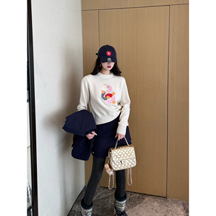 NancyCavally专柜款软糯亲肤100羊毛 幻彩趣味感蛇年限定针织毛衣