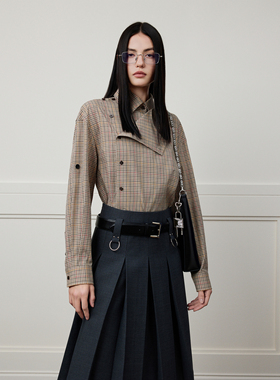 NancyCavally专柜款高密SUPIMA匹马棉 经典格纹色织双叠门襟衬衫