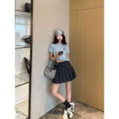 经典 NancyCavally专柜款 悬垂精纺羊毛 时髦单品学院风A字百褶短裙