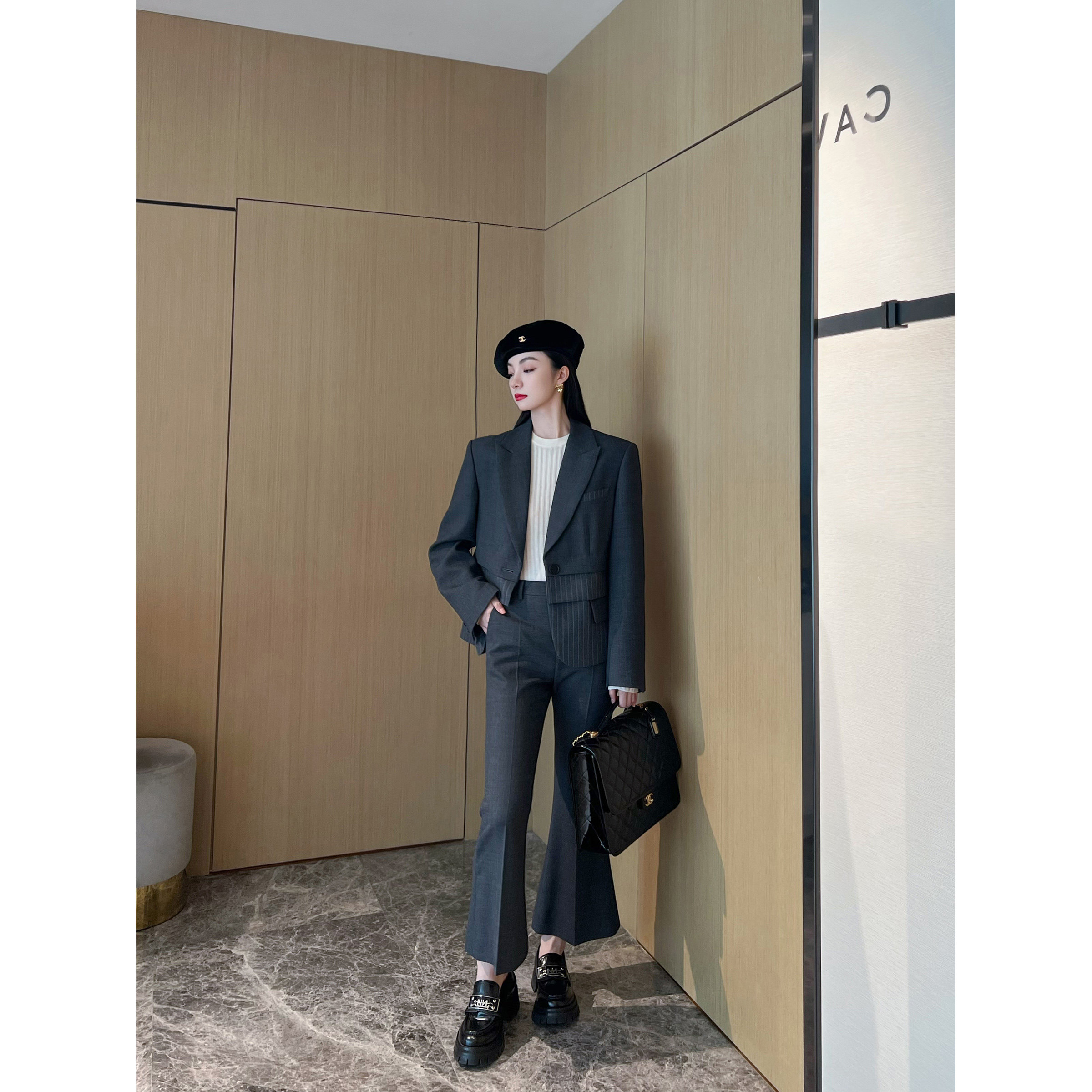 NancyCavally初剪澳毛高密织造叠加层次感 微阔短西装/修腿微喇裤,女装/女士精品,时尚套装,淘宝优惠券,粉丝福利购,淘宝优惠卷