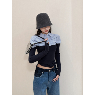 针织衫 式 双面拉架罗纹羊毛纱高智感褶皱半衬衫 NancyCavally专柜款