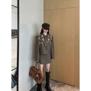 连衣裙套装 英伦风手工钉珠西装 臻选精纺羊毛 NancyCavally专柜款