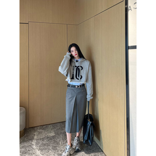 NancyCavally摩登时尚压褶H半裙