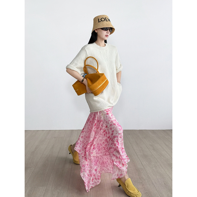 NancyCavally荷叶边满印樱花半裙