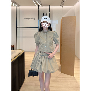 牛仔套装 叛逆少女感泡泡袖 甄选水洗全棉牛仔 NancyCavally专柜款