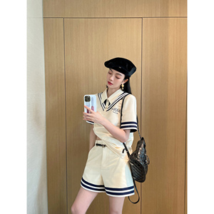 NancyCavally贵族老钱风 精纺丝毛料 蓝白撞色海军学院感小套装
