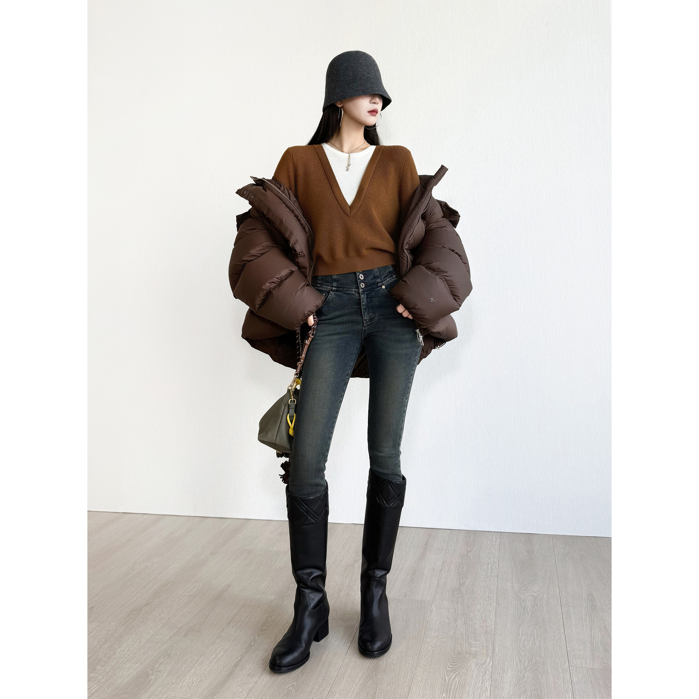 NancyCavally拉腿紧身小脚铅笔裤