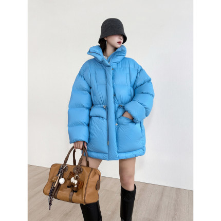 NancyCavally专柜款甄选柔缎级高密95白鹅绒 冷调雾感收腰羽绒服