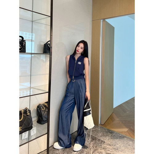 NancyCavally超薄金属链条休闲裤