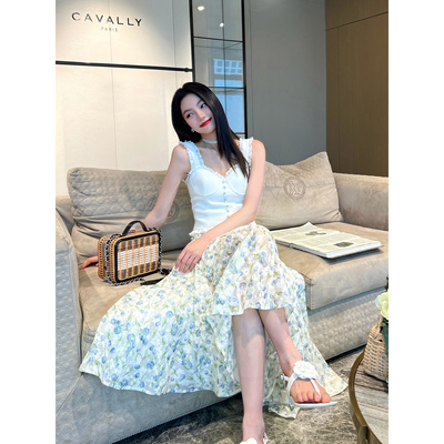 NancyCavally薄雾轻纱提花连衣裙
