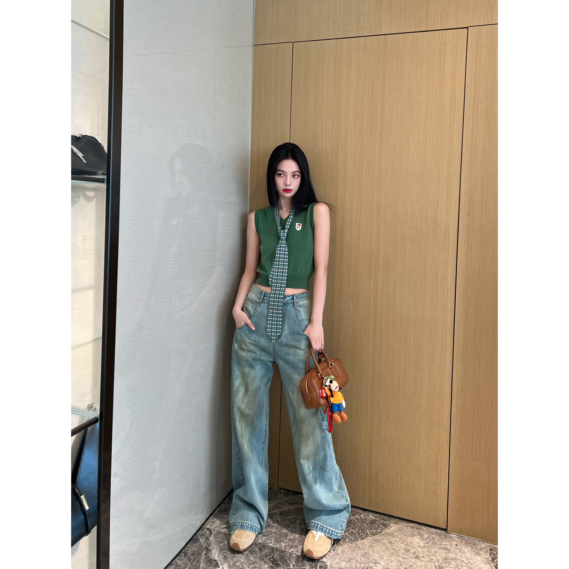 NancyCavally时髦手工擦色脏脏裤