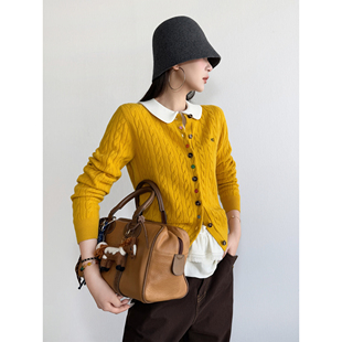 多巴胺灵动彩扣绞花针织衫 NancyCavally专柜款 蓬松细腻100羊毛纱