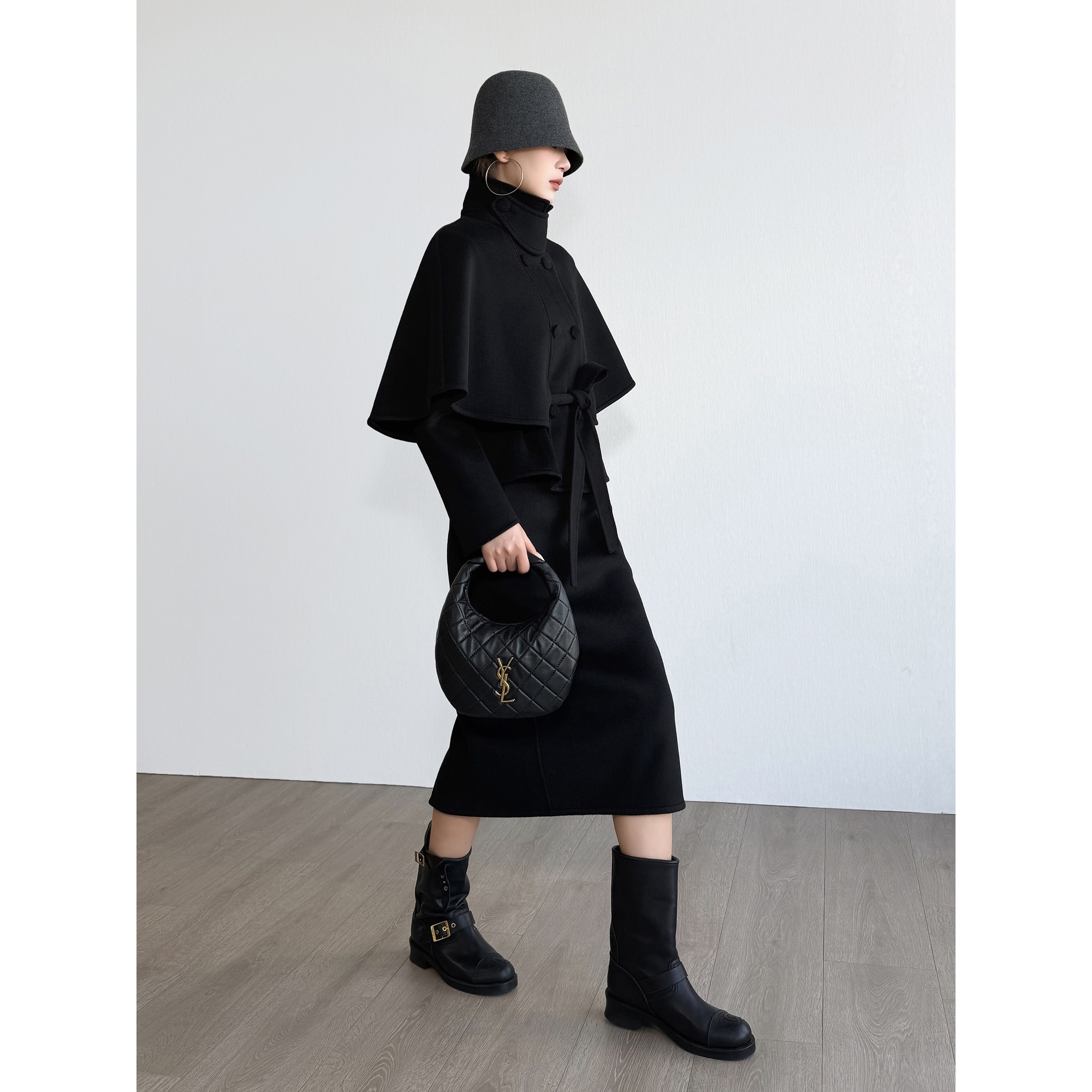 NancyCavally专柜款贵奢110s高支羊绒羊毛双面呢斗篷外套半裙套装,女装/女士精品,时尚套装,淘宝优惠券,粉丝福利购,淘宝优惠卷