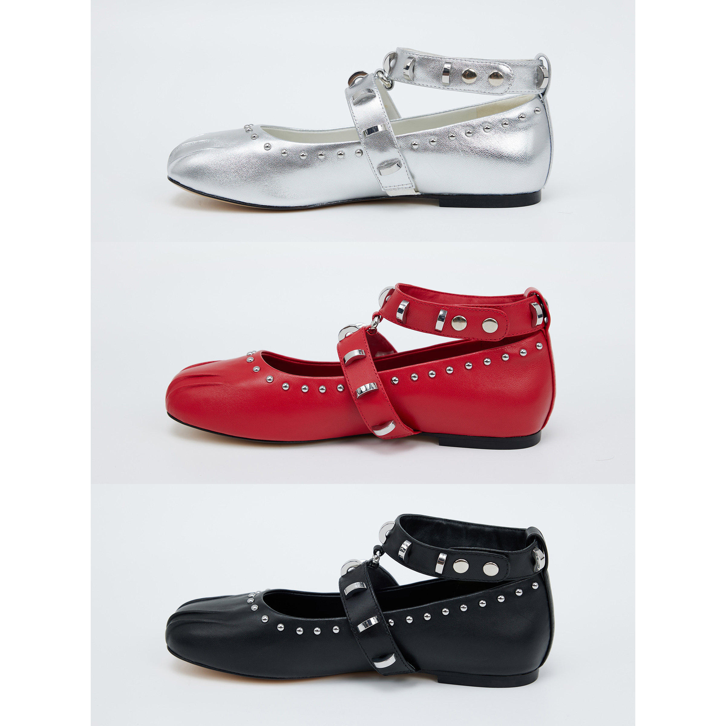 NancyCavally法式铆钉芭蕾平底鞋