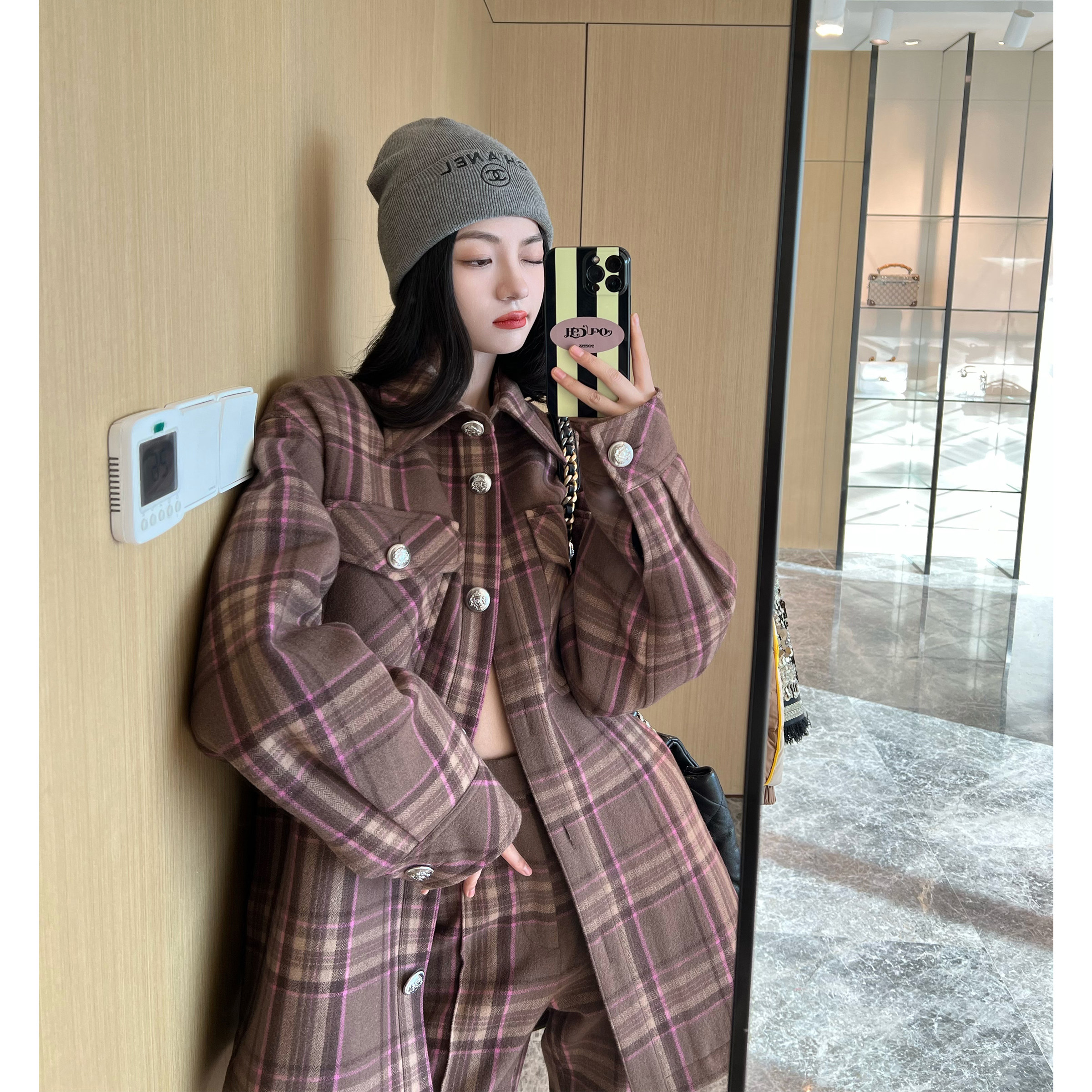 NancyCavally定制粗纺肌理咖格/人字纹  廓形夹棉羊毛呢外套,女装/女士精品,时尚套装,淘宝优惠券,粉丝福利购,淘宝优惠卷