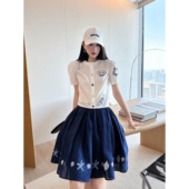 半裙套装 度假海岛风刺绣开衫 法国进口荃亚麻 NancyCavally专柜款