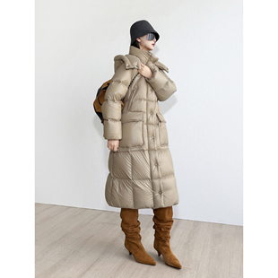 NancyCavally专柜款御寒蓄热95白鹅绒雕塑感微哑光长款面包羽绒服