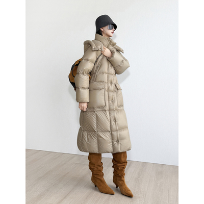 NancyCavally哑光蓄热长款羽绒服