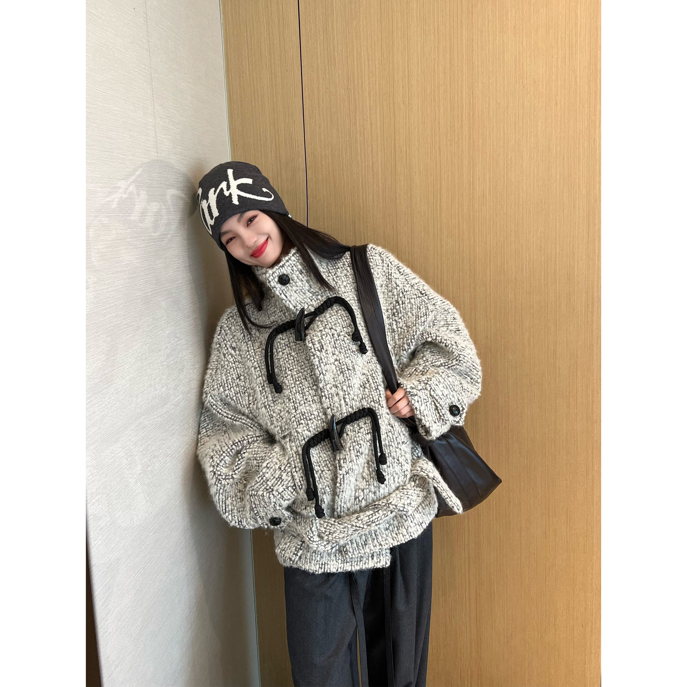 NancyCavally专柜款蓬松空气感粗花呢 天然真牛角扣廓形毛呢外套,女装/女士精品,毛呢外套,淘宝优惠券,粉丝福利购,淘宝优惠卷