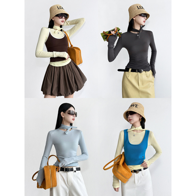 NancyCavally兔耳绑带抽褶打底衫