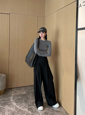 NancyCavally THE@RY同源进口色纺四面弹一键修腿双褶裥阔腿神裤