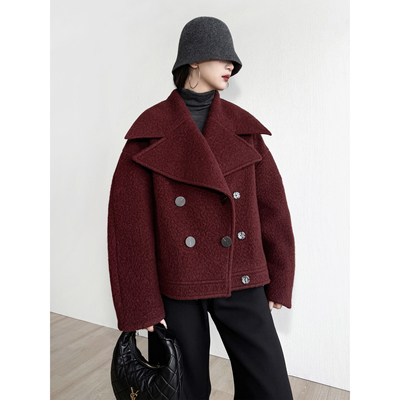 NancyCavally摩登大翻领毛呢外套