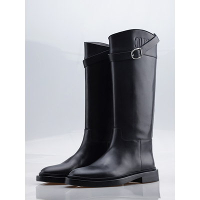 NancyCavally头层牛皮骑士长筒靴