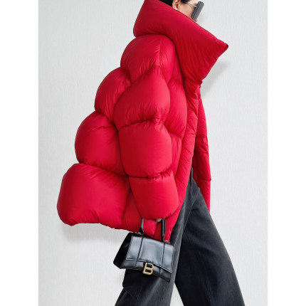 NancyCavally专柜款云朵95白鹅绒设计感大翻领泡芙加厚廓形羽绒服