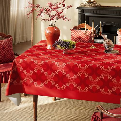 桌布2025新年红色春节喜庆防水防油防烫免洗氛围感装饰布置茶几餐