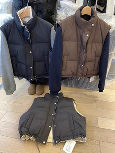 卡蔓诗QZX805两面穿羽绒马甲女2025冬季立领无袖坎肩90白鸭绒马夹