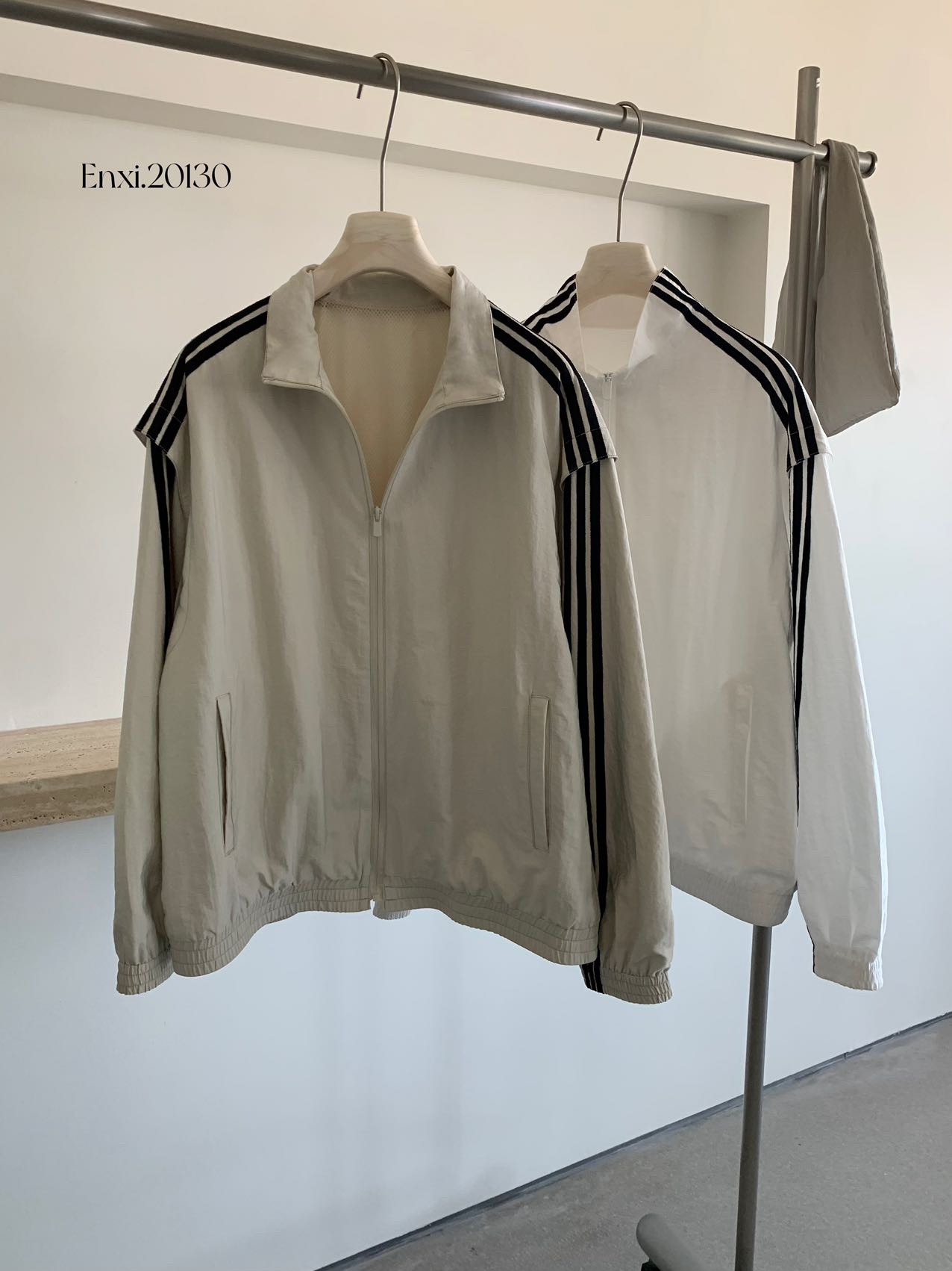 卡蔓诗Enxi20130正品韩系立领条纹防晒衣外套女夏季宽松百搭上衣