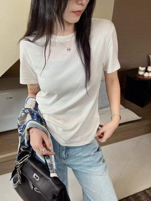 WT正品贝壳扣圆领短袖T恤打底衫女2026夏季新款韩系百搭显瘦上衣