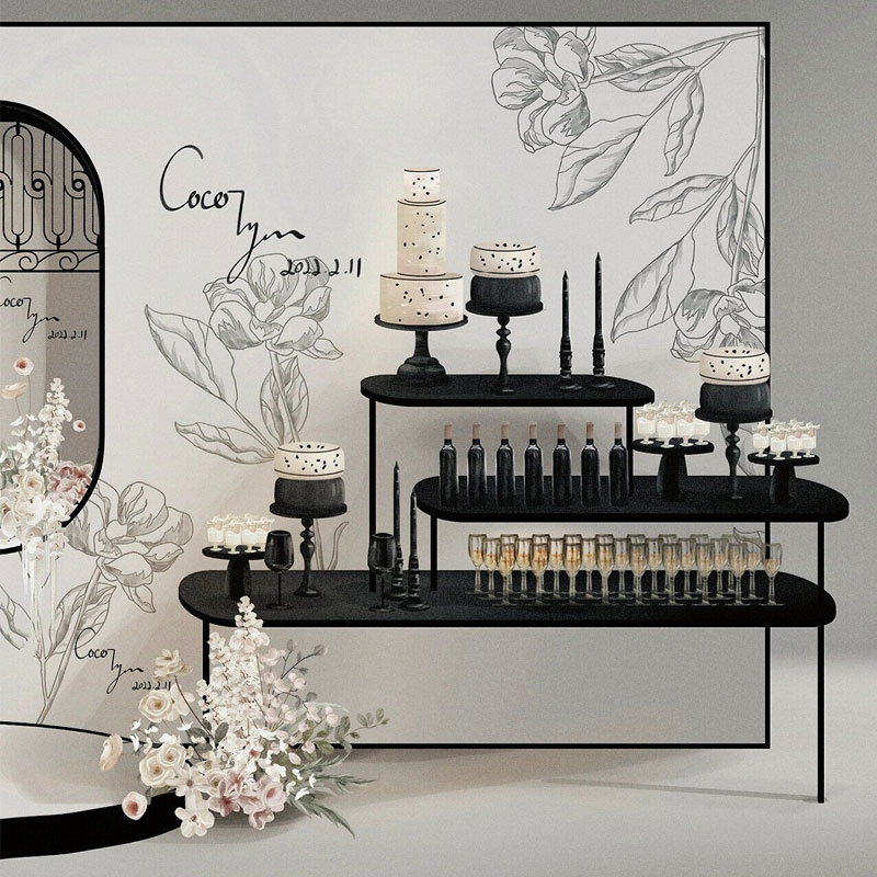 婚慶鐵藝甜品臺舞臺背景布置擺件