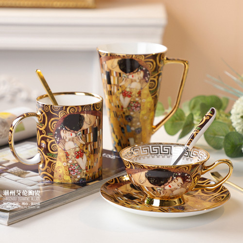 复古咖啡杯jusunde骨瓷名画欧式