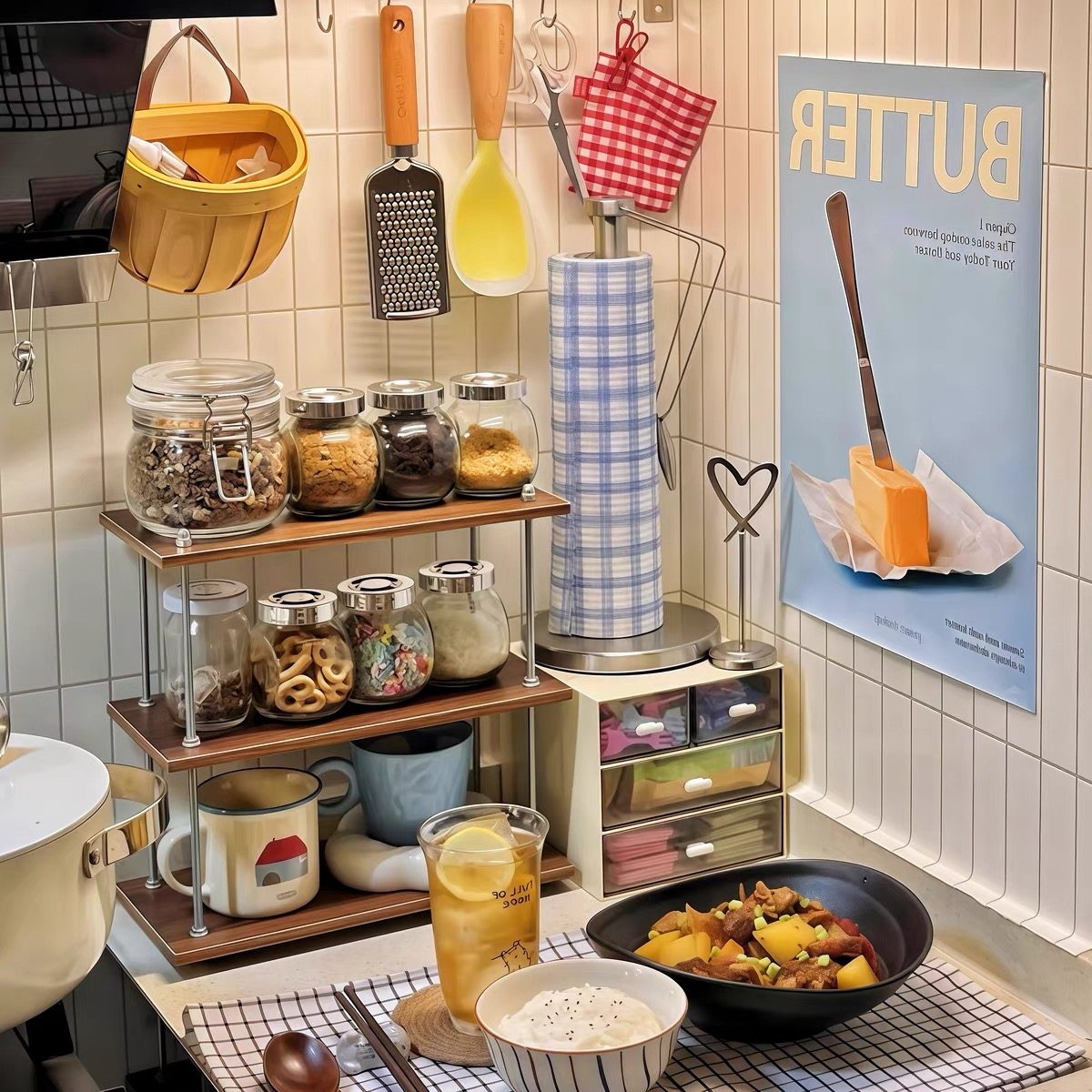 韩国ins木质杯架桌上展示架茶杯收纳架海洋板厨房置物架拍照道具,收纳整理,整理架/置物架/收纳架,淘宝优惠券,粉丝福利购,淘宝优惠卷