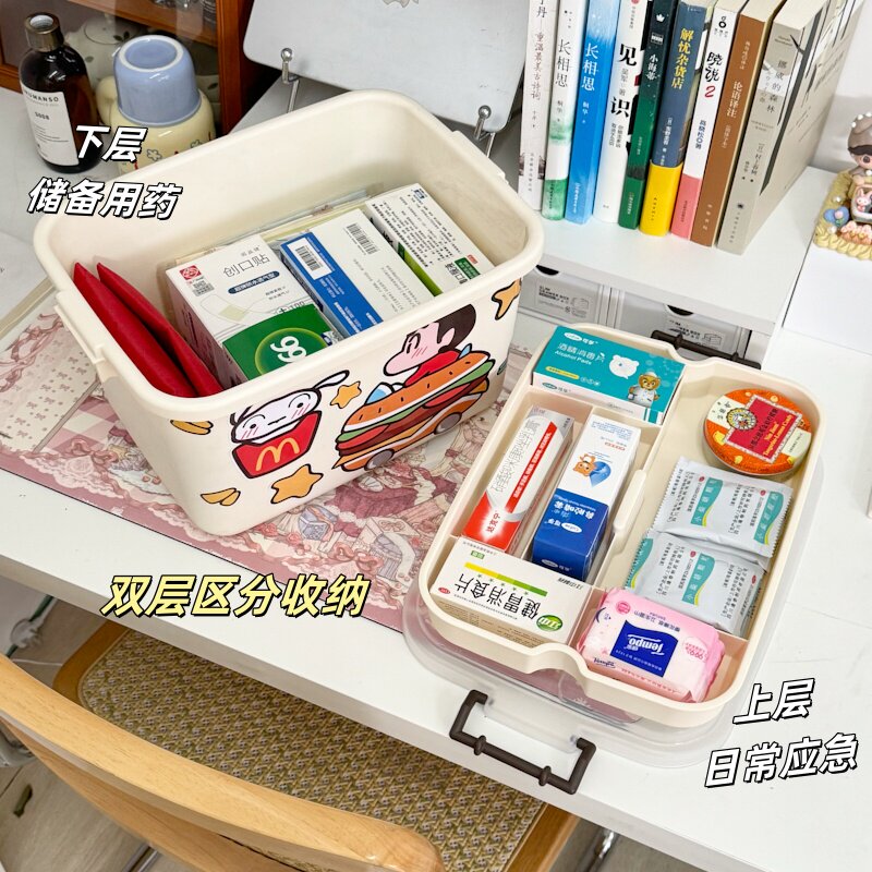 药箱收纳盒便携式学生宿舍家用大容量医药箱药品分类整理药盒储物