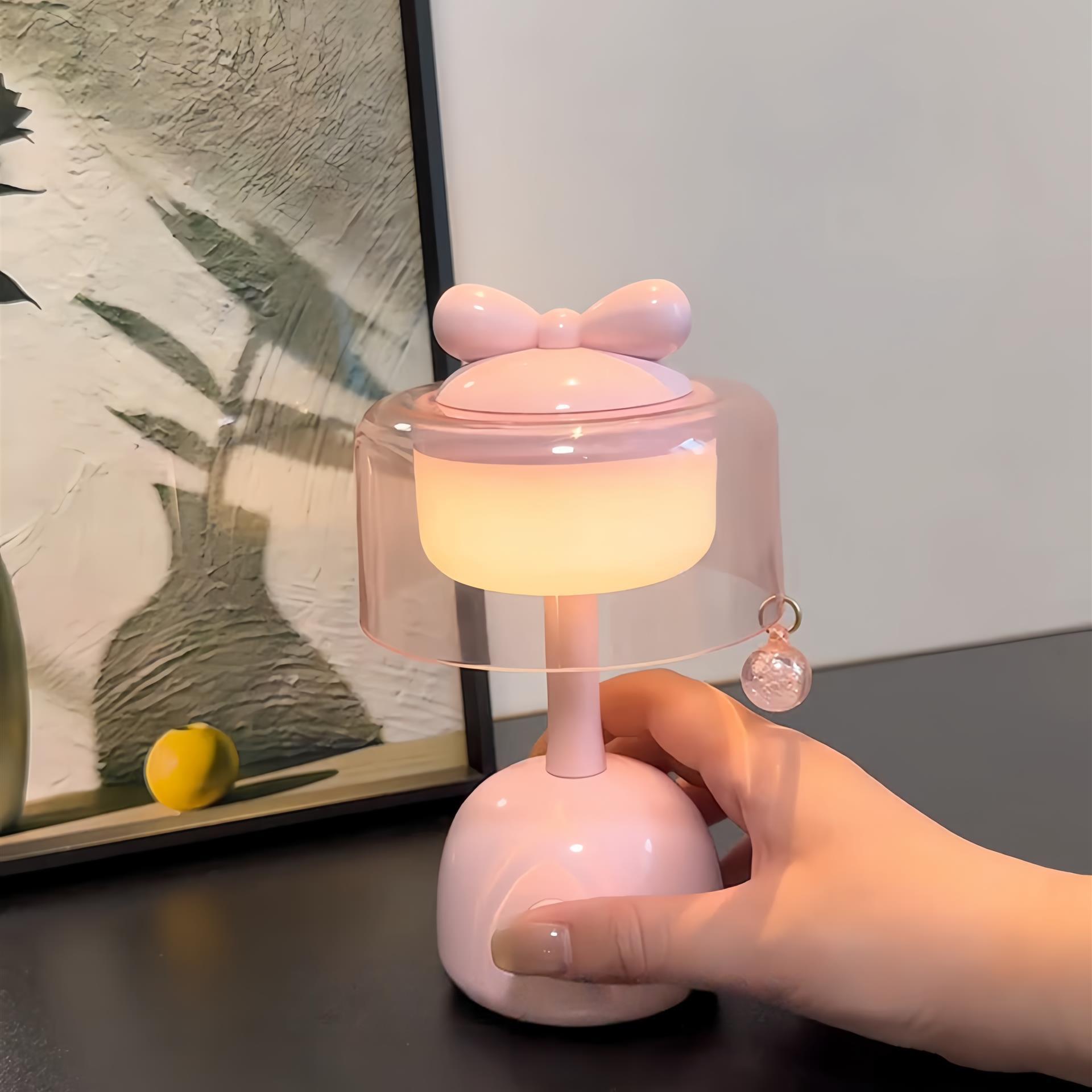 可爱蝴蝶结桌面小夜灯USB充电