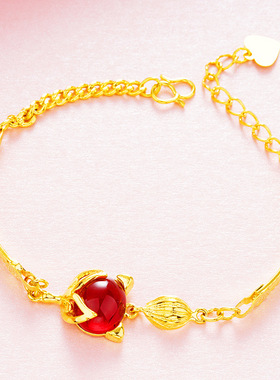 红色宝石越南沙金配饰手链