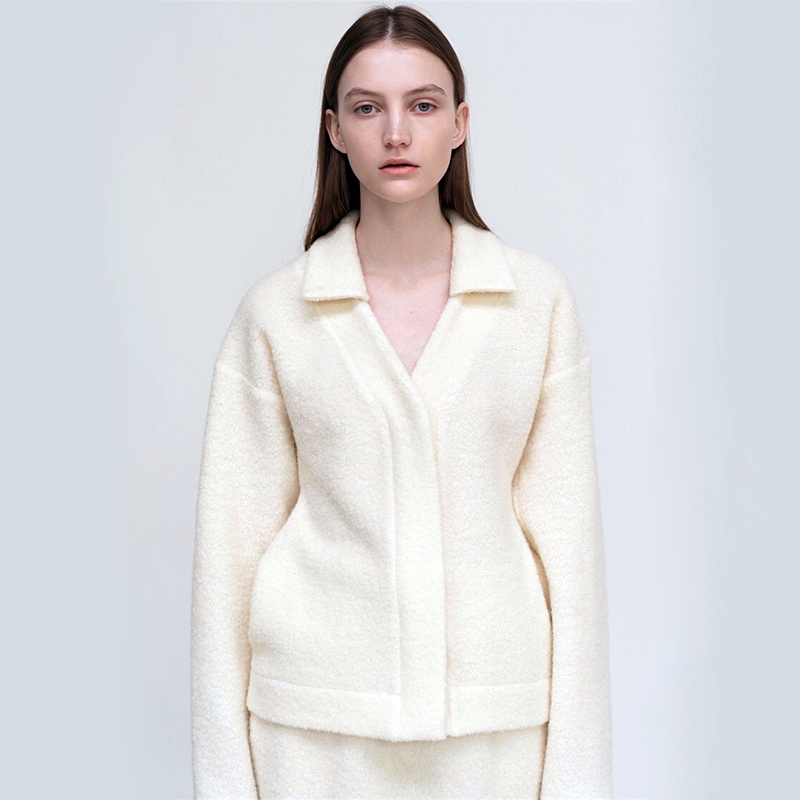 翻领氛围感修身羊毛半裙外套套装