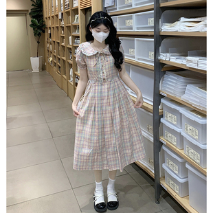 初中女生甜美气质公主裙夏新款高中学生温柔减龄洋气娃娃领连衣裙