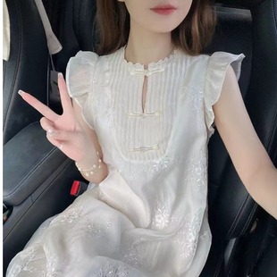 广州十三行爆款女装新中式重工提花刺绣连衣裙夏季国风复古风长裙