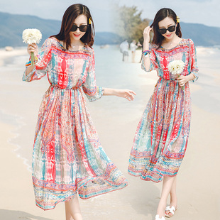 超仙泰国民族风多巴胺旅游穿搭绝美拍照裙三亚沙滩裙海边度假高端