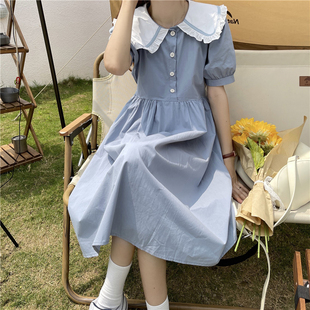 娃娃领连衣裙少女夏装2025新款初中高中学生日系小清新裙子长裙薄